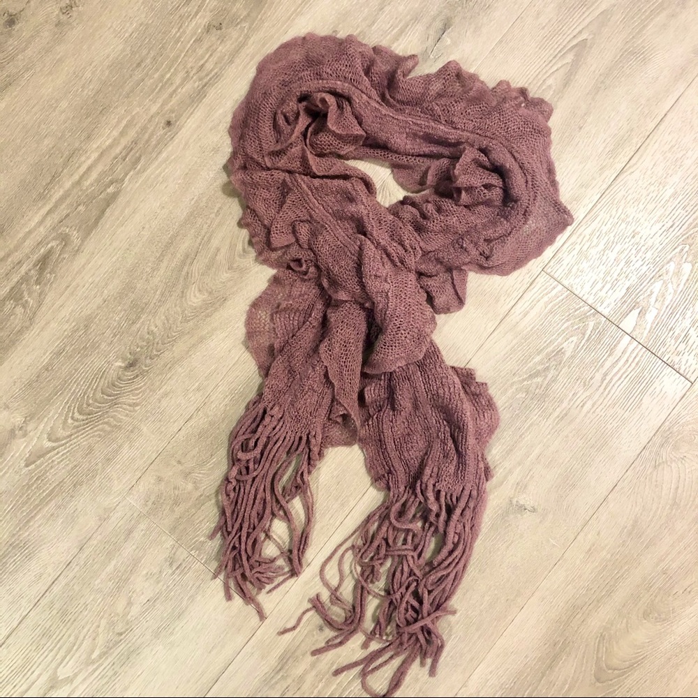 Dusty Purple Knitted Ruffle Scarf